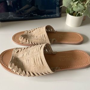 Suede slide sandals
